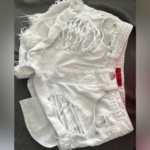 White jean shorts